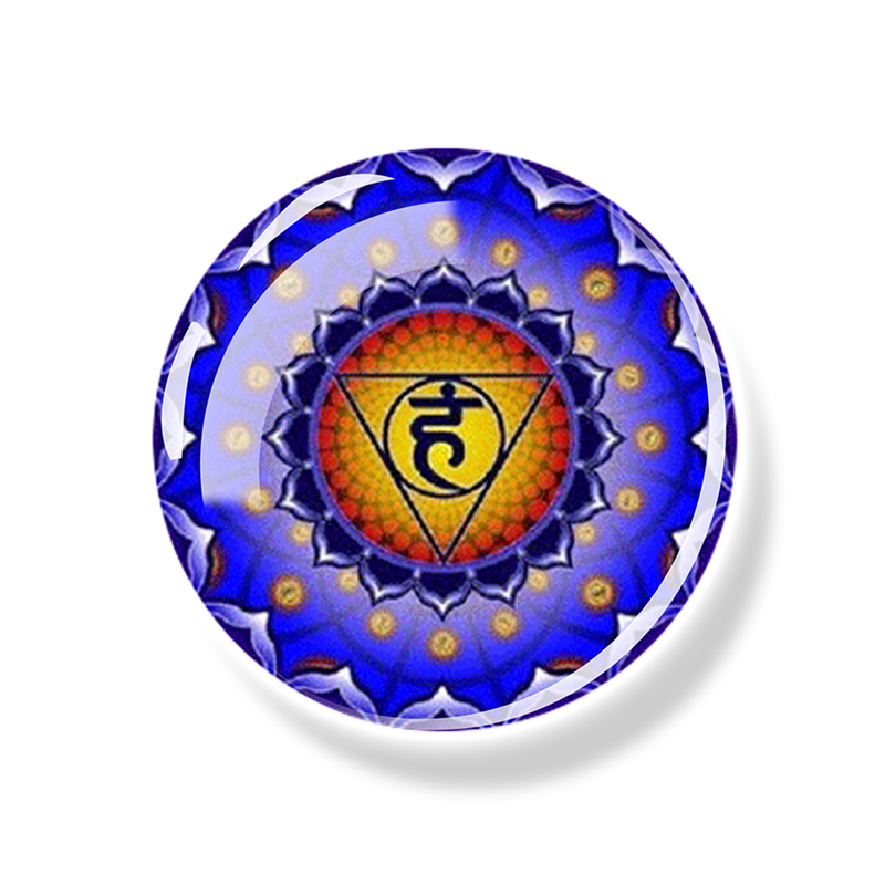 7 Chakra Totem Magnet Fridge Meditation Yoga Mandala Hinduism Glass Dome Refrigerator Magnets Stickers Indian Buddha Home Decor: Burgundy