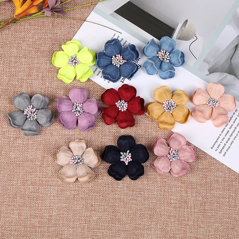 5pcs Chiffon Artificial Flower Handmade DIY Fabric Flowers for Wedding Party Craft Home DIY Decoration: Default Title