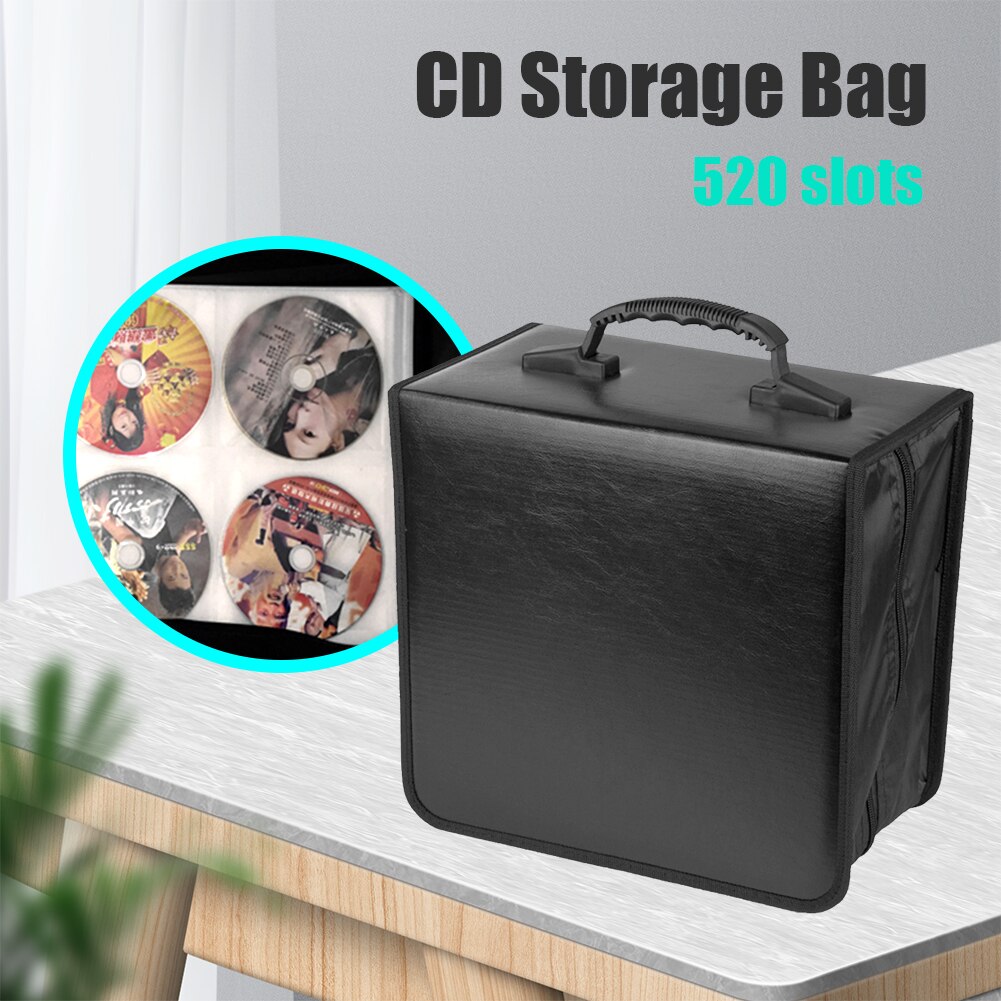 Zipper CD DVD Holder Bag Disc PU Leather Storage Case Album Disc Organizer Media Storage Case with Handle
