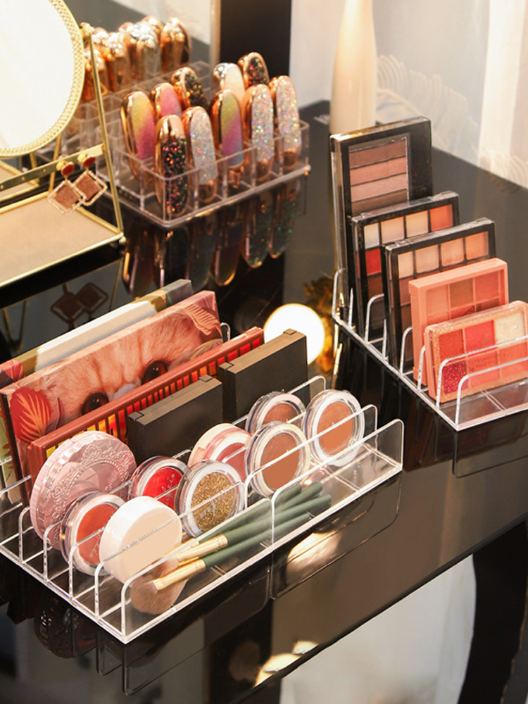 machen-hoch-Organizer, Schreibtisch-Mehrzellige Anzeige-Kasten, machen-hoch-Rouge, Kosmetik-Regal, 7 Fächer, Kunststoff-Lidschatten-Tablett, Aufbewahrungsbox