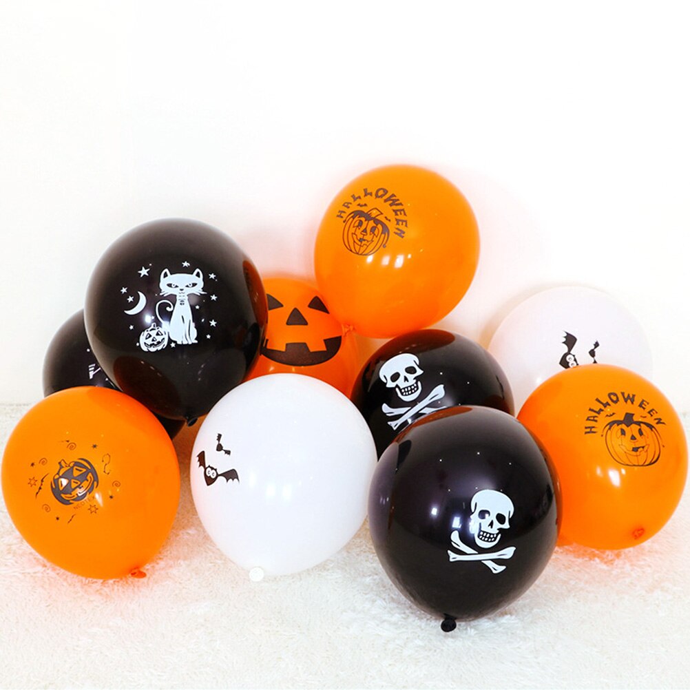 100Pcs 12 Inch Latex Ballonnen Set Halloween Spooky Pompoen Spide Skull Ballonnen Bat Gedrukt Ballonnen Halloween Party Decor