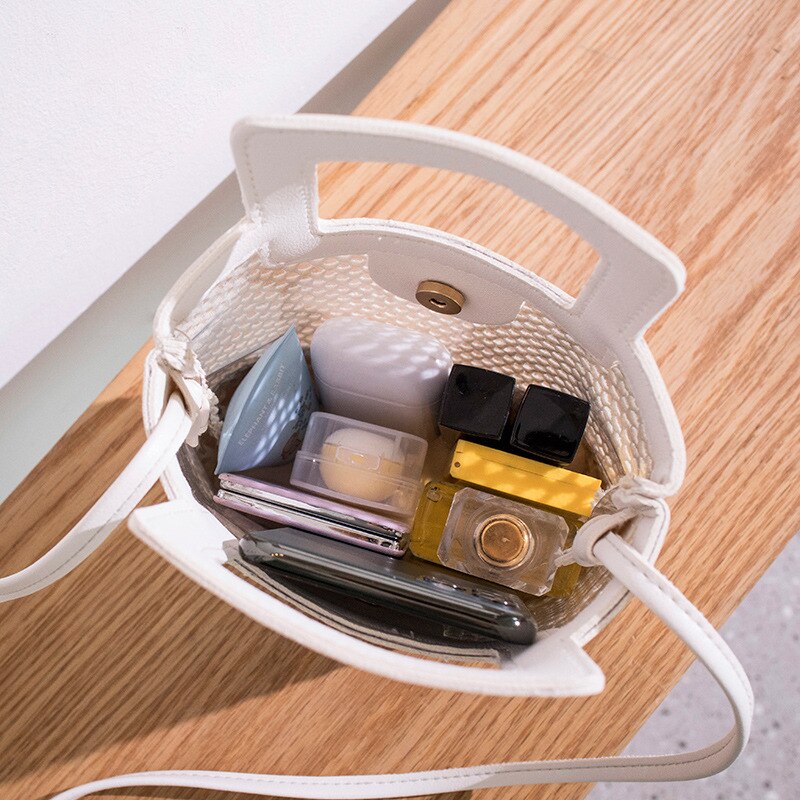 hohl Crossbody Schulter Kleine Tasche lässig gewebte Totes Frauen Eimer Handtasche Gelee praktisch Geldbörse