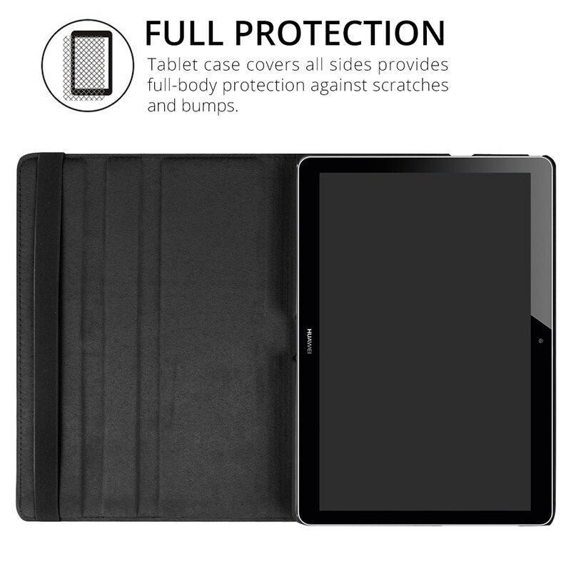 360 Rotating Case for Huawei MediaPad T5 10 AGS2-W09/L09/L03 10.1 Tablet Funda Stand PU Leather Flip Cover for Huawei T5 10 Case