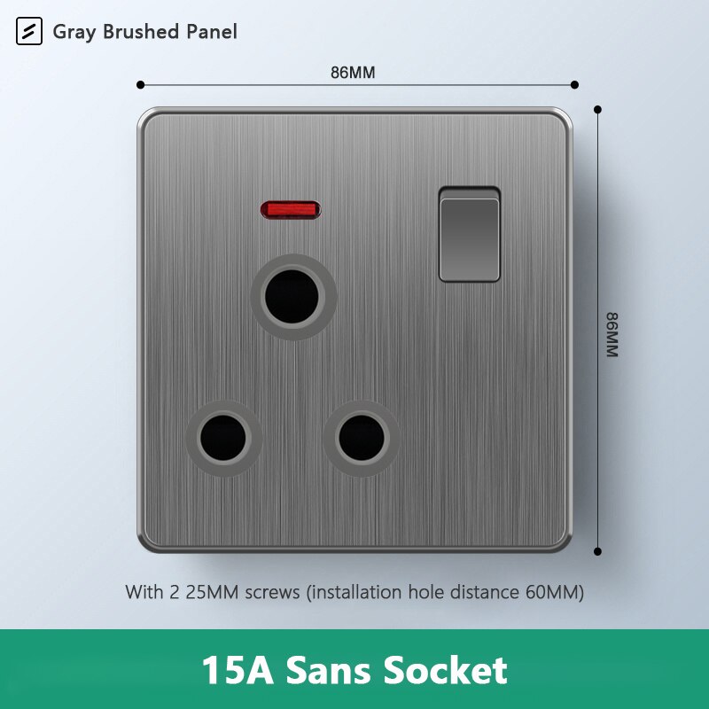Atlectric Usb Wall Socket Standard Electrical Socketes Gray brushed Panel Multi-function Socket With Switch For Home AC110-250V: 1SA1GL