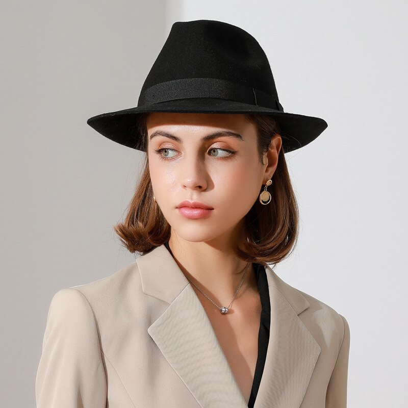 USPOP-sombrero Fedora de Jazz de ala corta para mujer, sombrero de lana para Otoño e Invierno