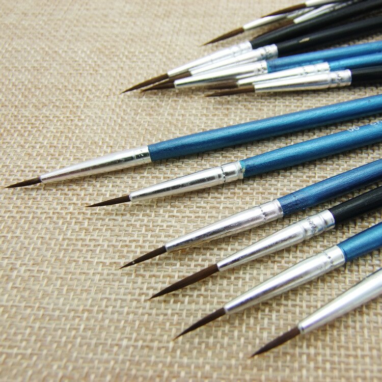 10 Pcs Professionele Kwast Set Haar Detail Miniatuur Acryl Nail Borstels Kunst Schilderij Tekening Borstels Pen