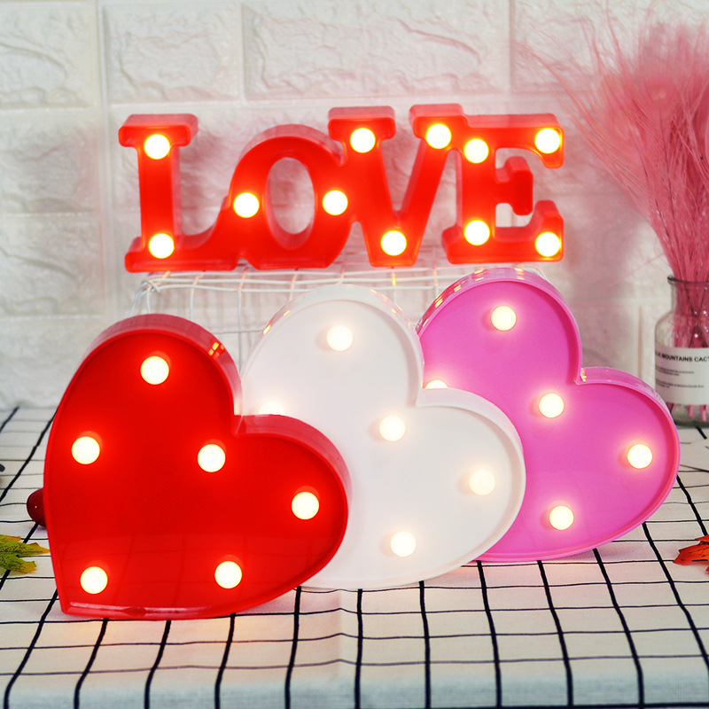 3D amour coeur chapiteau lettre lampes intérieur noël lampes décoratives LED veilleuse décor de mariage romantique saint valentin