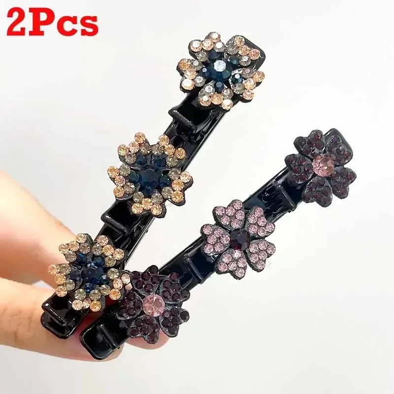 2/4pcs Korean Fixed Headband Hairpin Double Layer Braided Hairpin Hair Hoop Broken Hair Clip Women Hairpin Lazy Hair Accessories: Silver