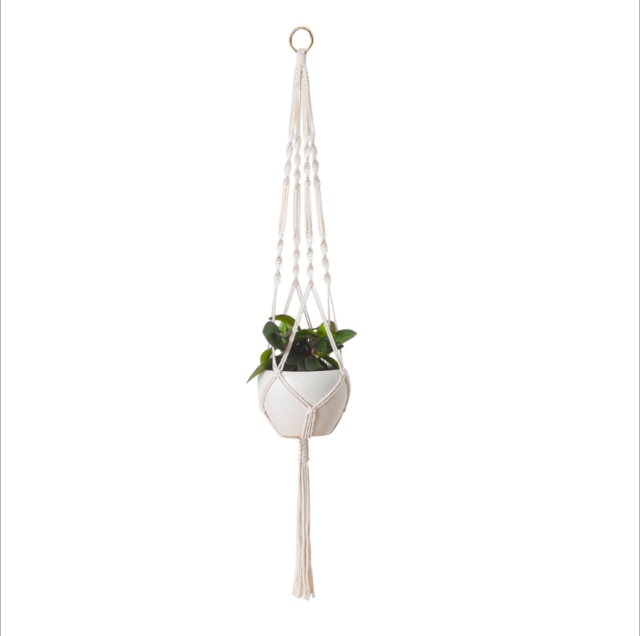 Plant Handgemaakte Macrame Plant Hanger Bloempot Haak Planter Hanger Muur Decor Binnenplaats Tuin Opknoping Mand Room Decor: 07