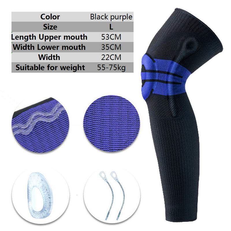 Football Basketball Leg Knee Long Sleeve Protector Gear Soccer Legwarmer Compression Shin Guard Calf Sleeve Leg Sleeve Knee Pads: Purple L