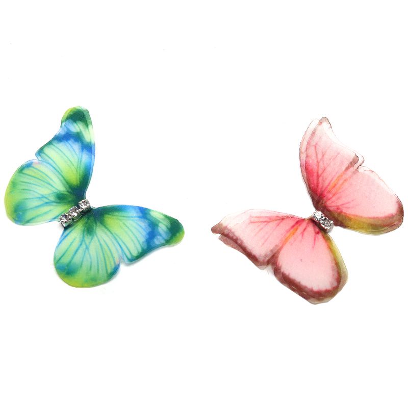 Apliques de mariposa de tela de Organza de Color degradado, 38Mm, mariposa de gasa translúcida para decoración de , adorno de muñeca, 50 Uds.