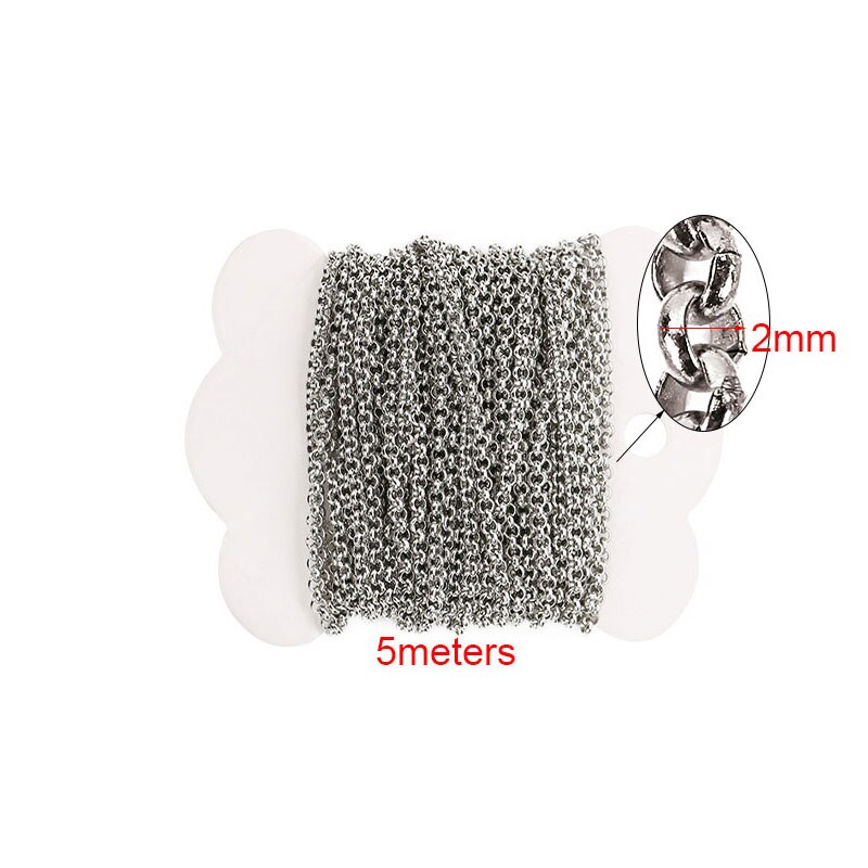 5Meter Rvs Kettingen Bulk Voor Ketting Armbanden Dia 2Mm Goud Kleur Metal Link Kettingen Veel Diy Sieraden maken Levert