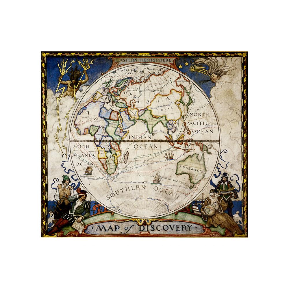 90X90Cm Antieke Decoratieve Kaart Middeleeuwse Stijl Non-woven Opvouwbare Wereldkaart 1:1 Wereldkaart Voor Trip en Reizen