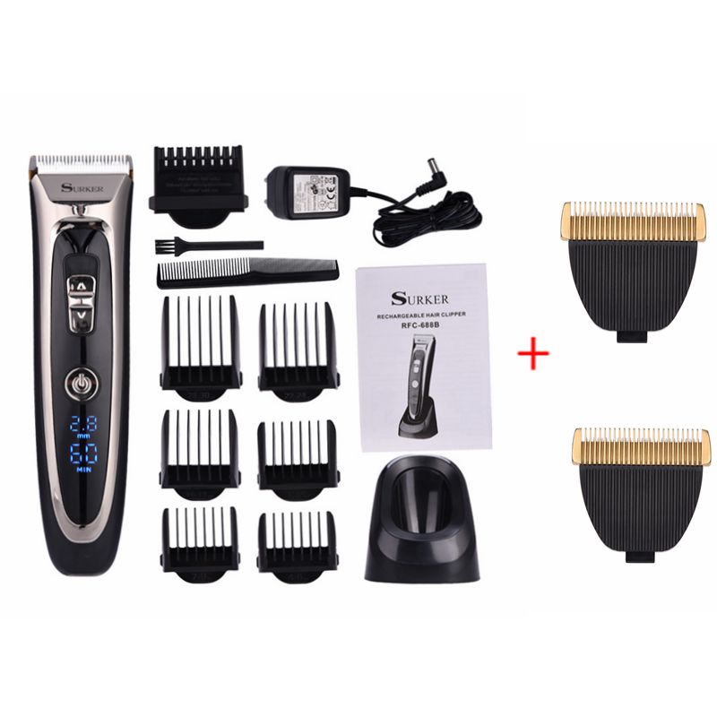 Cortadora de pelo Ckeyin, recortadora de pelo para hombres, recortadora de barba, cortadora eléctrica, herramienta Máquina para cortar cabello corte de pelo para barbero: Trimmer and 2 Blade