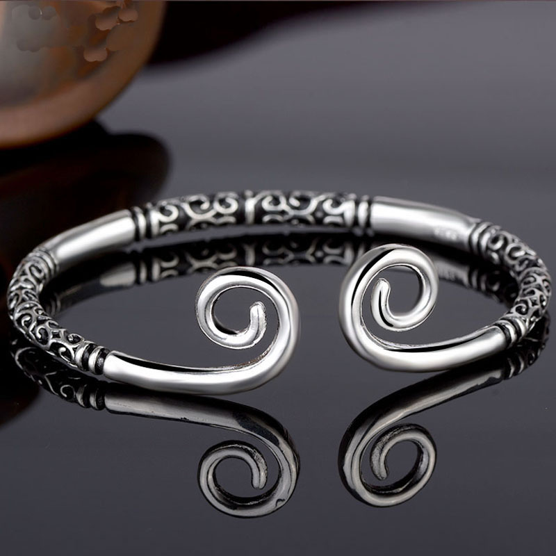 Pulsera de aro dorado para adolescentes, accesorios de estilo tradicional chino, brazalete Vikingo, brazalete para hombres y mujeres