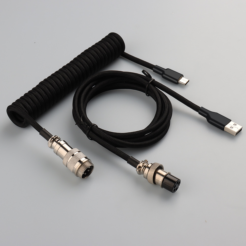 Conector de aviador de Metal LANO, 8 colores, GX16 USB a teclado Tpye C, Cable en espiral, accesorios de escritorio para PC, conector para accesorios de Pc: Negro