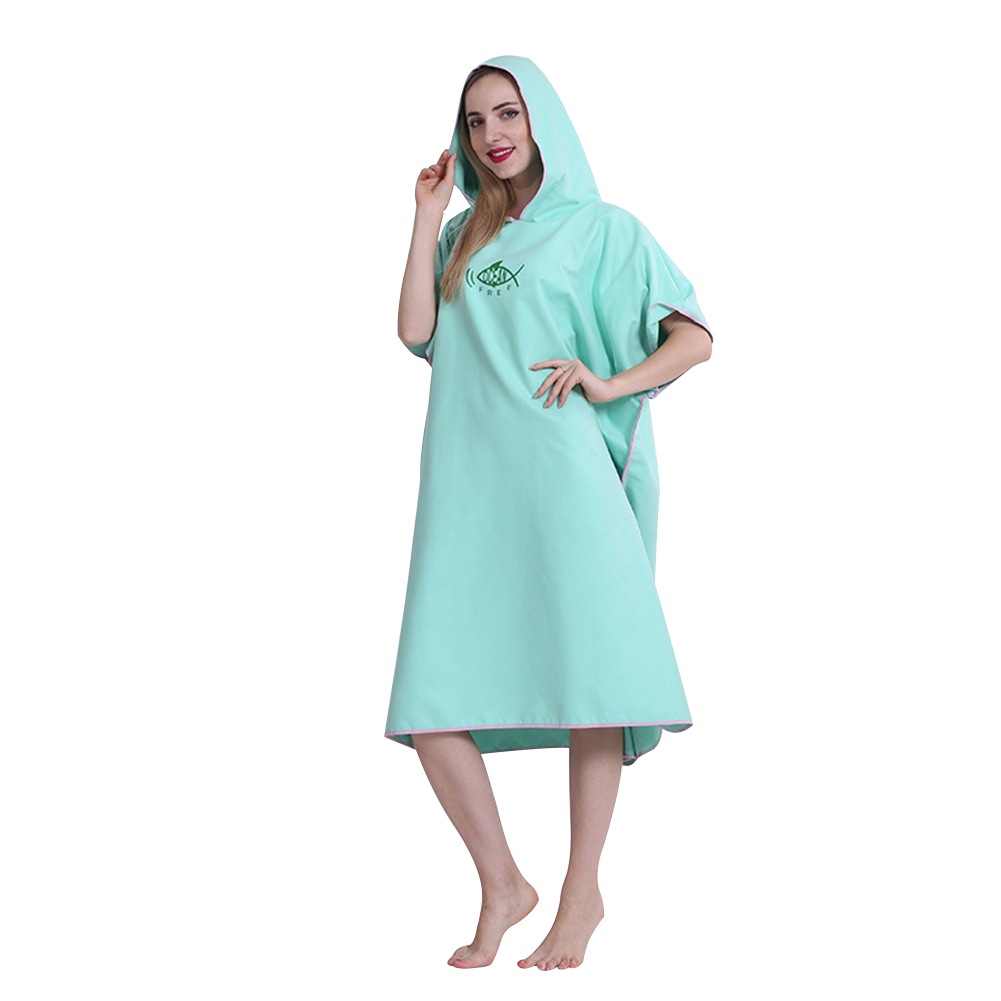 Mode Volwassen Microfiber Water Absorberen Snel Droog Hooded Wetsuit Veranderende Gewaad Effen Kleur Poncho Swim Surf Badhanddoeken Mantels: Mint Green