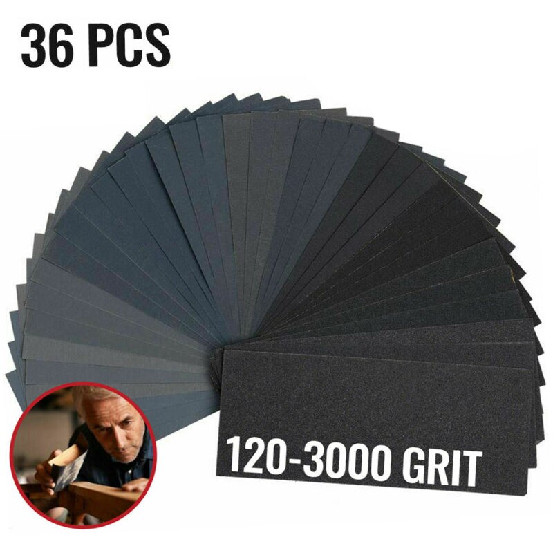 120/220/320/400/600/800/1000/1200/1500/Grit Sandpaper 36pcs Kit Abrasive Car