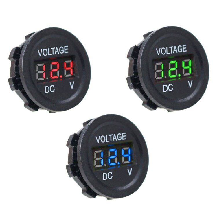 Voltmètre numérique rond étanche | Mini bateau de voiture moto, voltmètre numérique, panneau de, Volt mètre testeur de tension, écran de moniteur