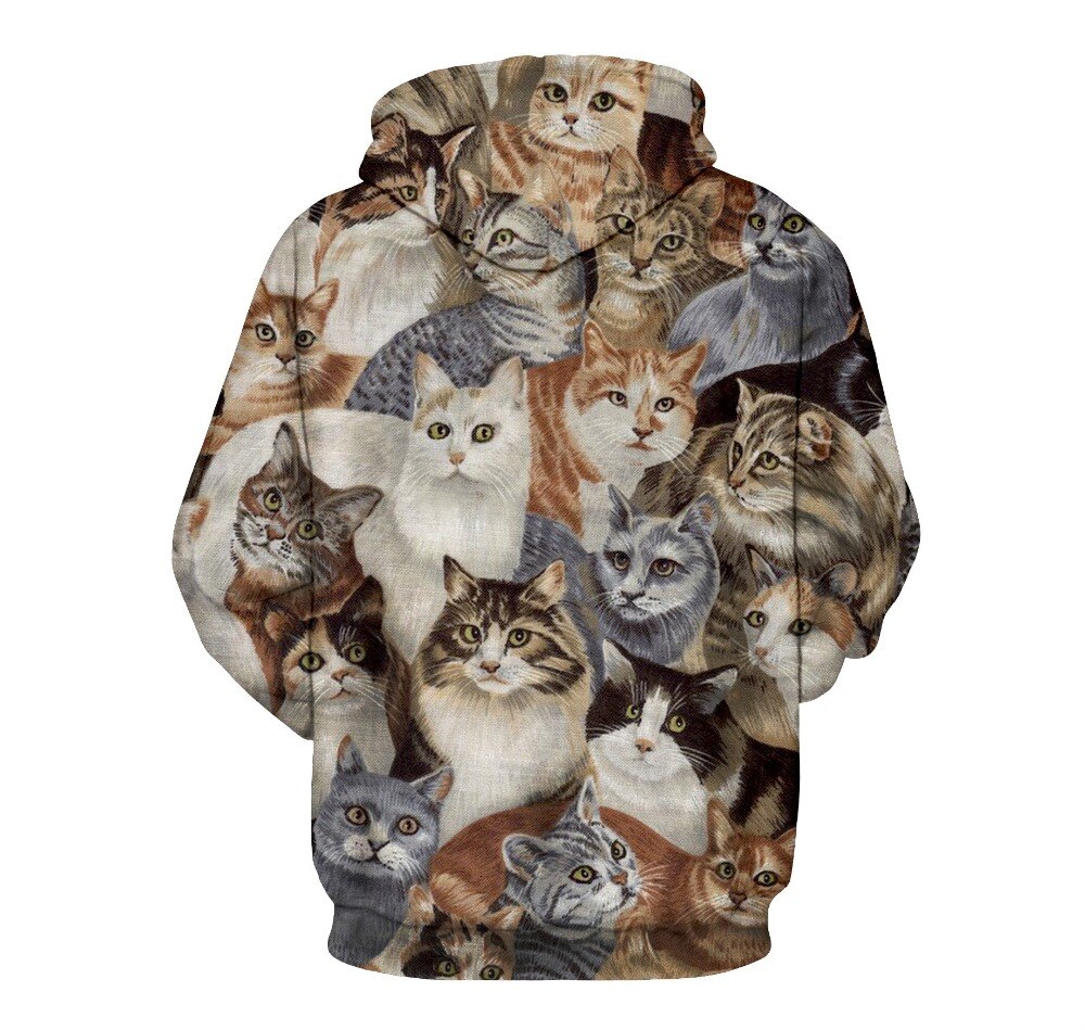 Nuovo Sport Degli Uomini Delle Donne Gatto Felpa Pullover Autunno Jersey Con Cappuccio 3D Stampato Pullover Cappotto Allentato S Alla 3XL Cappotto Blu