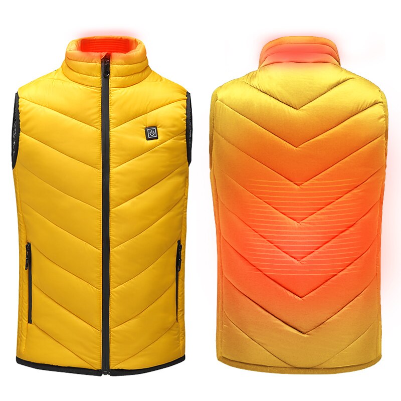 enfants en plein air USB infrarouge chauffage gilet veste imperméable enfants hiver électrique thermique vêtements gilet pour le sport: yellow / 120CM