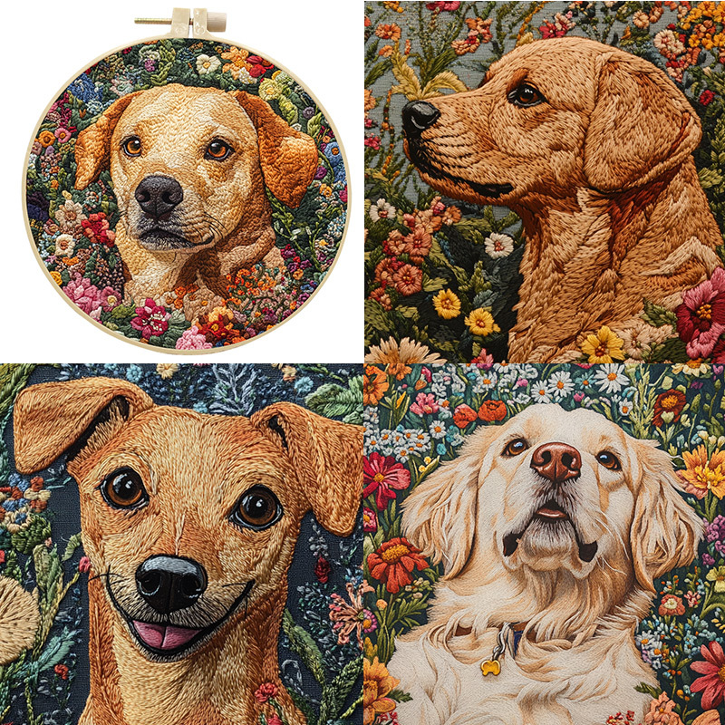 Honden Borduurpakket - Kruissteek met Engelse Instructies, Garen, Naalden - DIY Knutselpakket