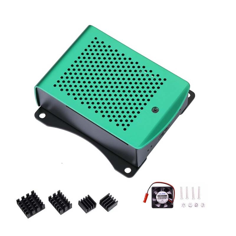 Newest Aluminum Raspberry Pi 4 Case with fan Hanging bracket Compatible + Heatsink for Raspberry Pi 4 Model B