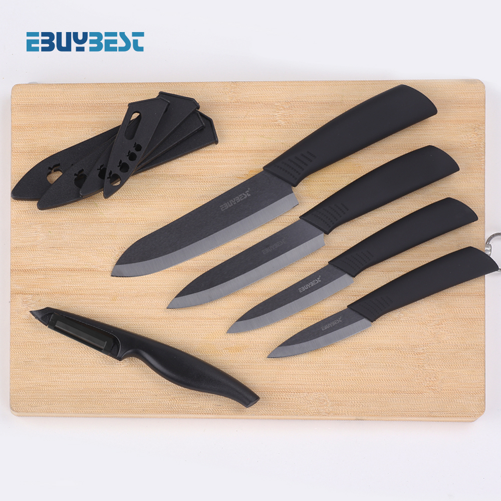 Keramiske knive køkkenknive 3 4 5 6 tommer + skræller zirconia keramiske knivsæt sort/hvid klinge kokkekniv kogeværktøj