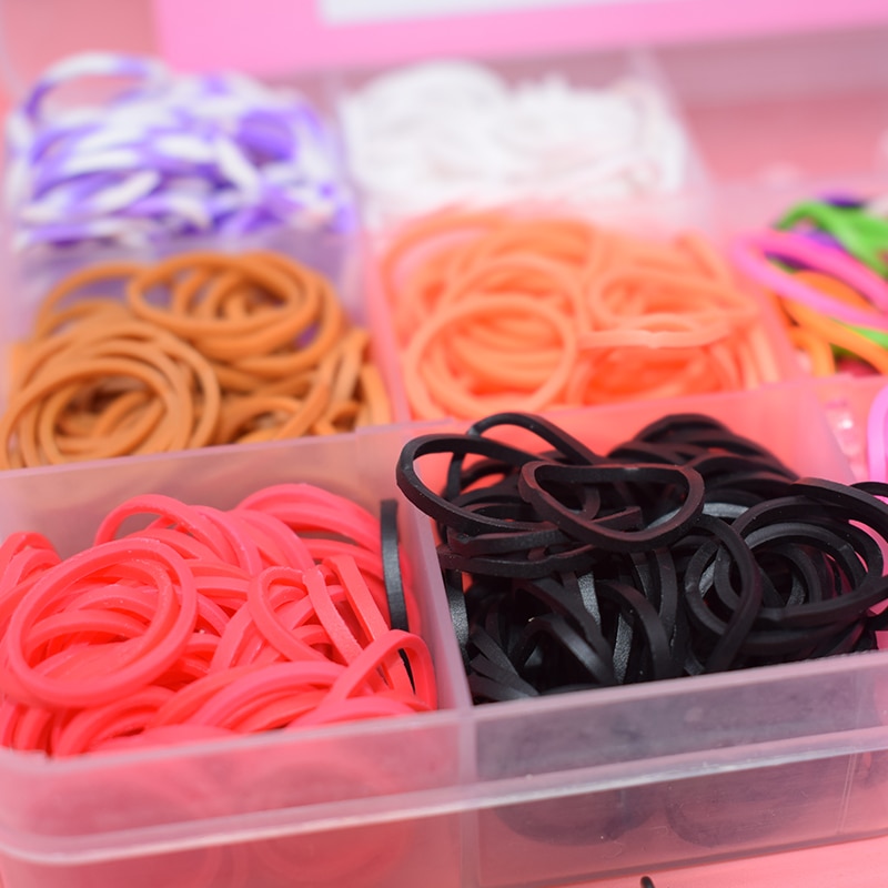 7000Pcs Weefgetouw Elastiekjes Kinderen Diy Speelgoed Armband Meisje Haarband Kleurrijke Gom Maken Geweven Armbanden Kinderen Speelgoed