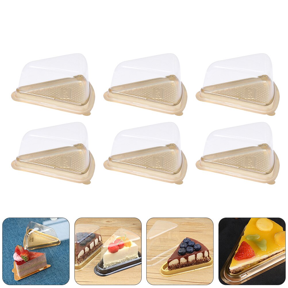 100pcs Transparent Triangle Mousse Cake Boxes Single Cupcake Container