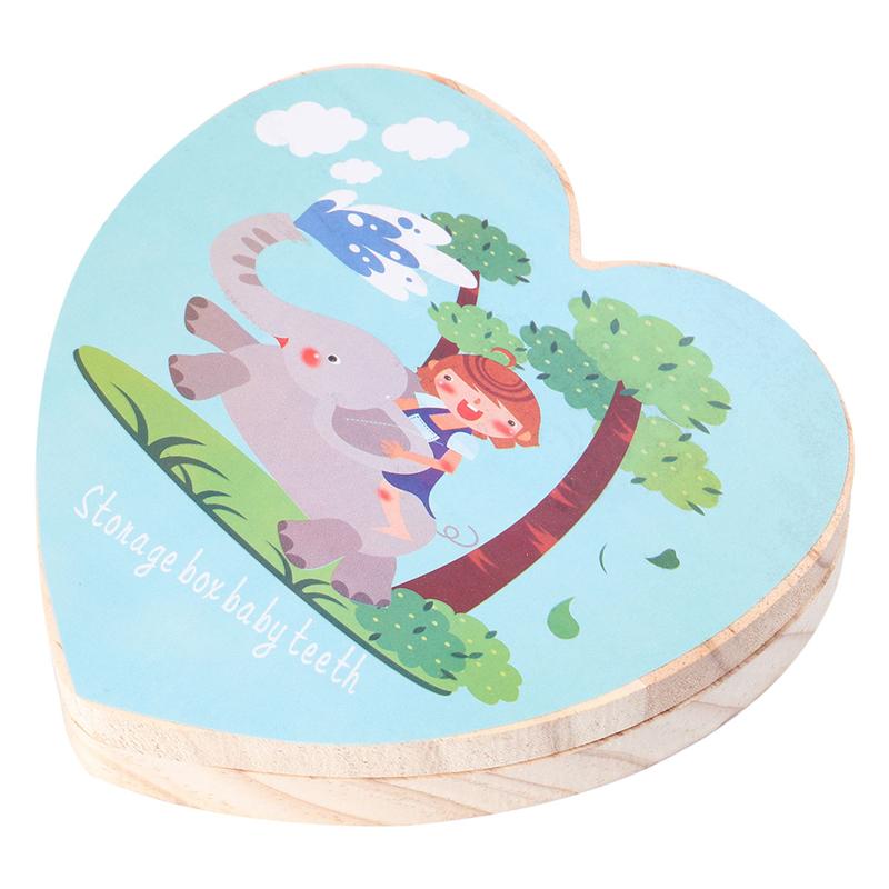 1 Pc Baby Teeth Keepsake Box Tooth Fairy Holder Wooden for Childhood(Sky-blue)