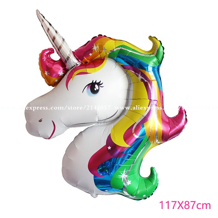3D dessin animé en aluminium rose licorne feuille ballon enfants fête d'anniversaire décoration ballon bébé douche fournitures garçon fille jouet: 117x87cm green