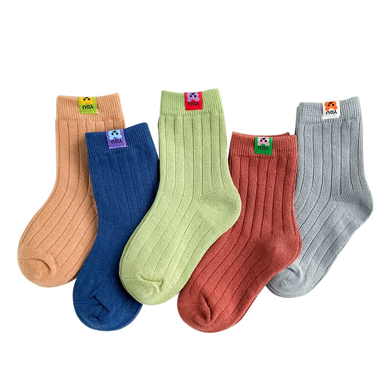1-12y Toddle calcetines para niños niñas Otoño Invierno peine algodón calcetines cortos niños niñas calcetines color sólido 5 par/pack c105