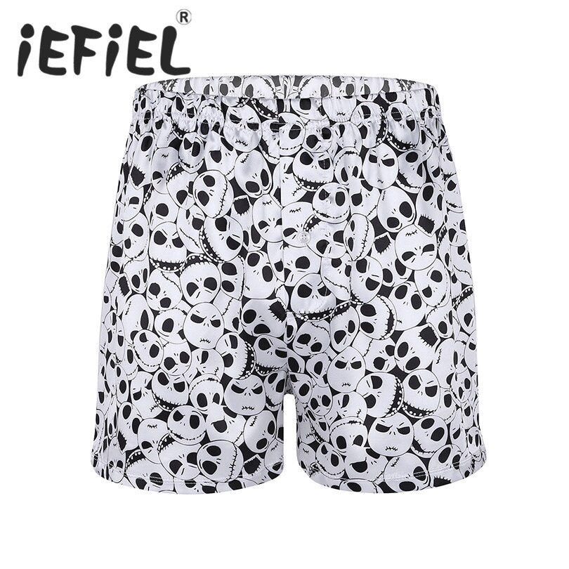 Heren kerst halloween schedel hoofden all over print boxershorts lichtgewicht losse sport lounge cosplay party korte broek