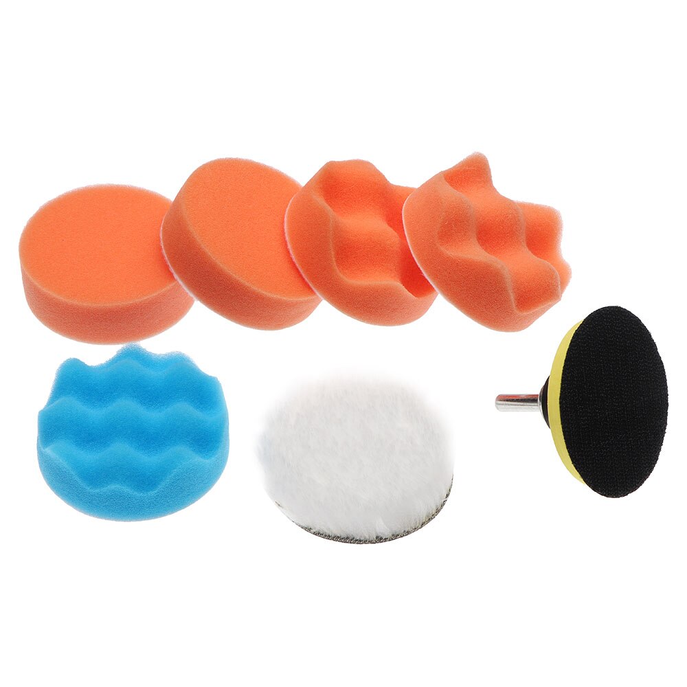Almohadilla de pulido para coche, almohadilla de esponja de pulido Kit de herramientas de mano, adaptador de taladro de 3, 4, 5, 6 y 7 pulgadas, almohadilla amortiguadora, 8 Uds.