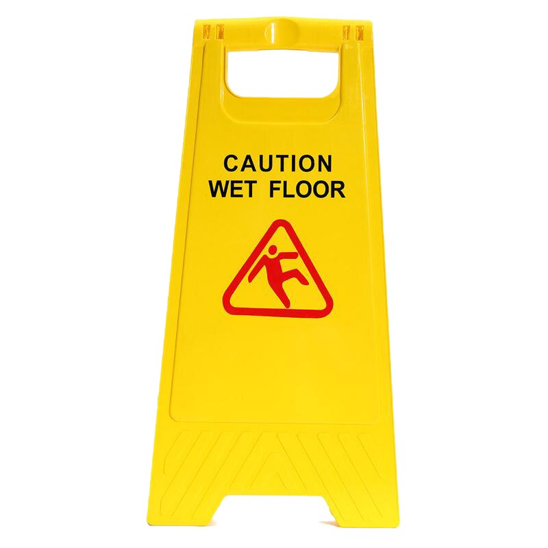 CAUTION WET FLOOR Yellow Warning Wet Floor Sign Safe Clean Smooth Double-Sided Triple-Cornered Warning Sign Tool