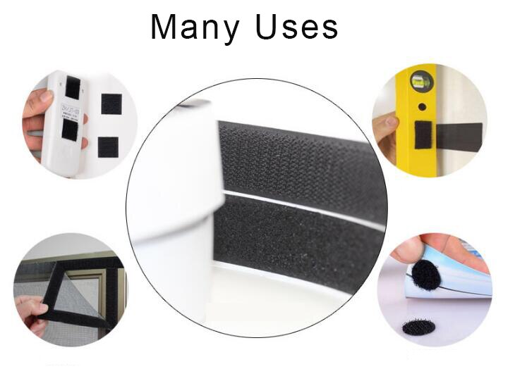 16/20/25mm Black White Hook and Loop Fastener Tape Magic Nylon Sticker Adhesive Hook LoopDisks Tape Sewing With Strong Glue 5m