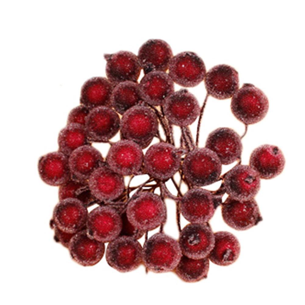 40 stk skum simulation frugt gør det selv julebær fest mini jul frostet frugt bær kunstig skum plante frugt: Burgunder