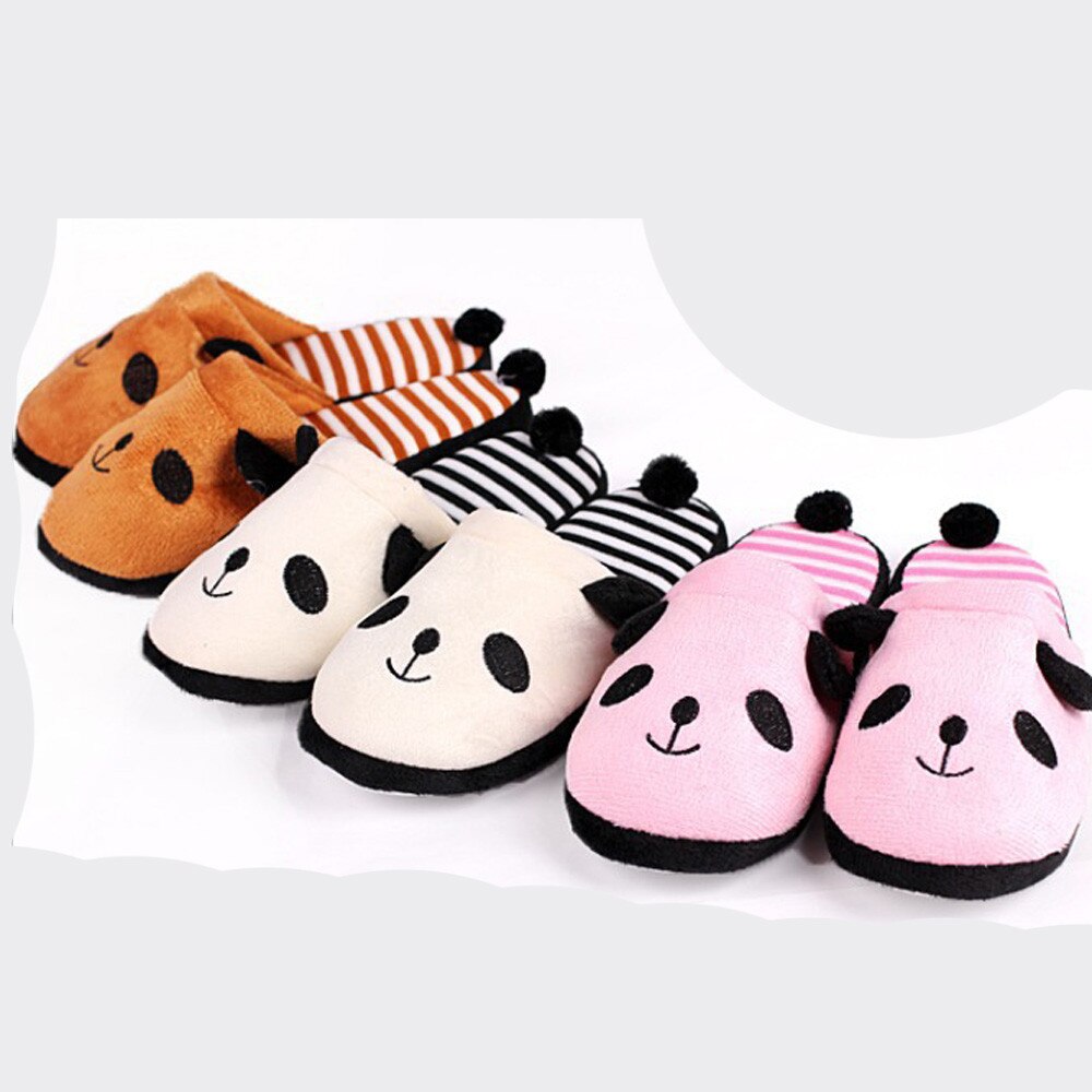 Belle bande dessinée Panda maison pantoufle femme chaussures mignon maison plancher doux rayure pantoufles femme chaussures 36-40