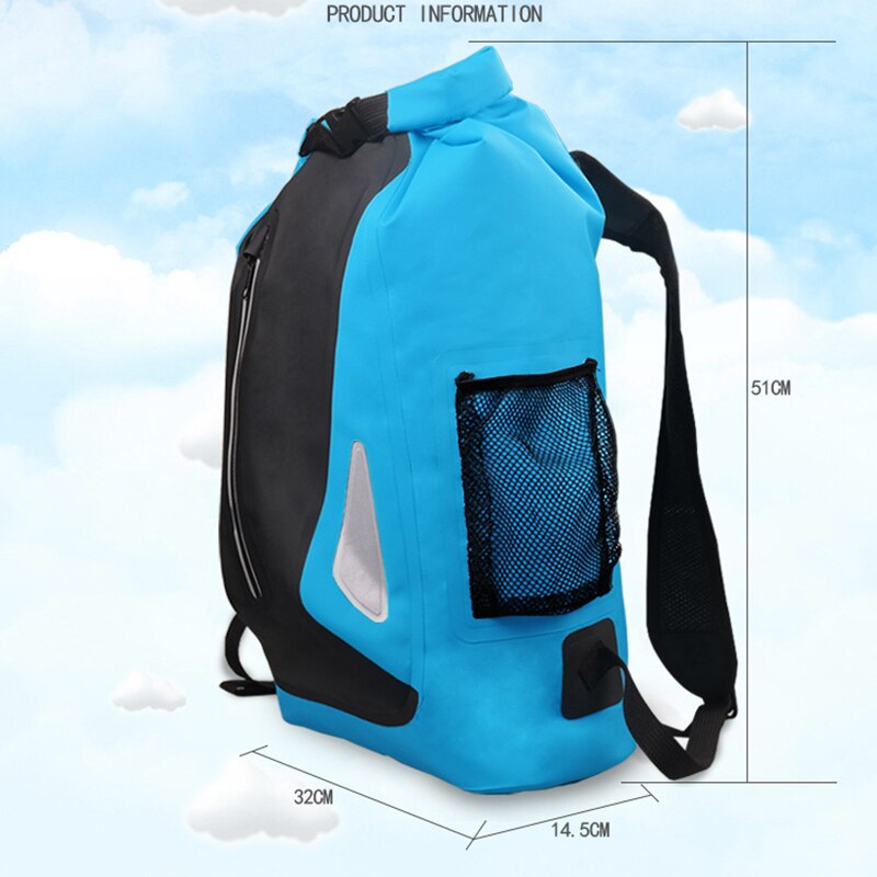 Mochila flotante reflectante de 25L, bolsa seca para motocicleta, paquete de océano, kayak de vela, cubierta de seco