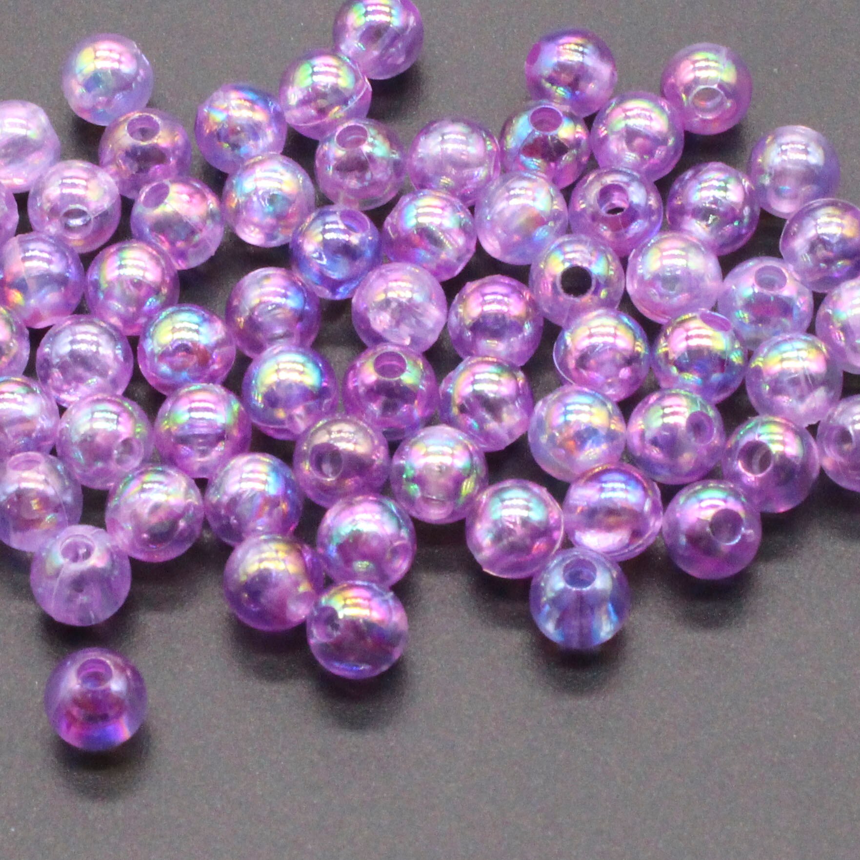 200Pcs 6Mm Licht Roze Transparant Ab Ronde Ball Spacer Kralen Voor Sieraden Maken Diy Sieraden Accessoires: Lavendel