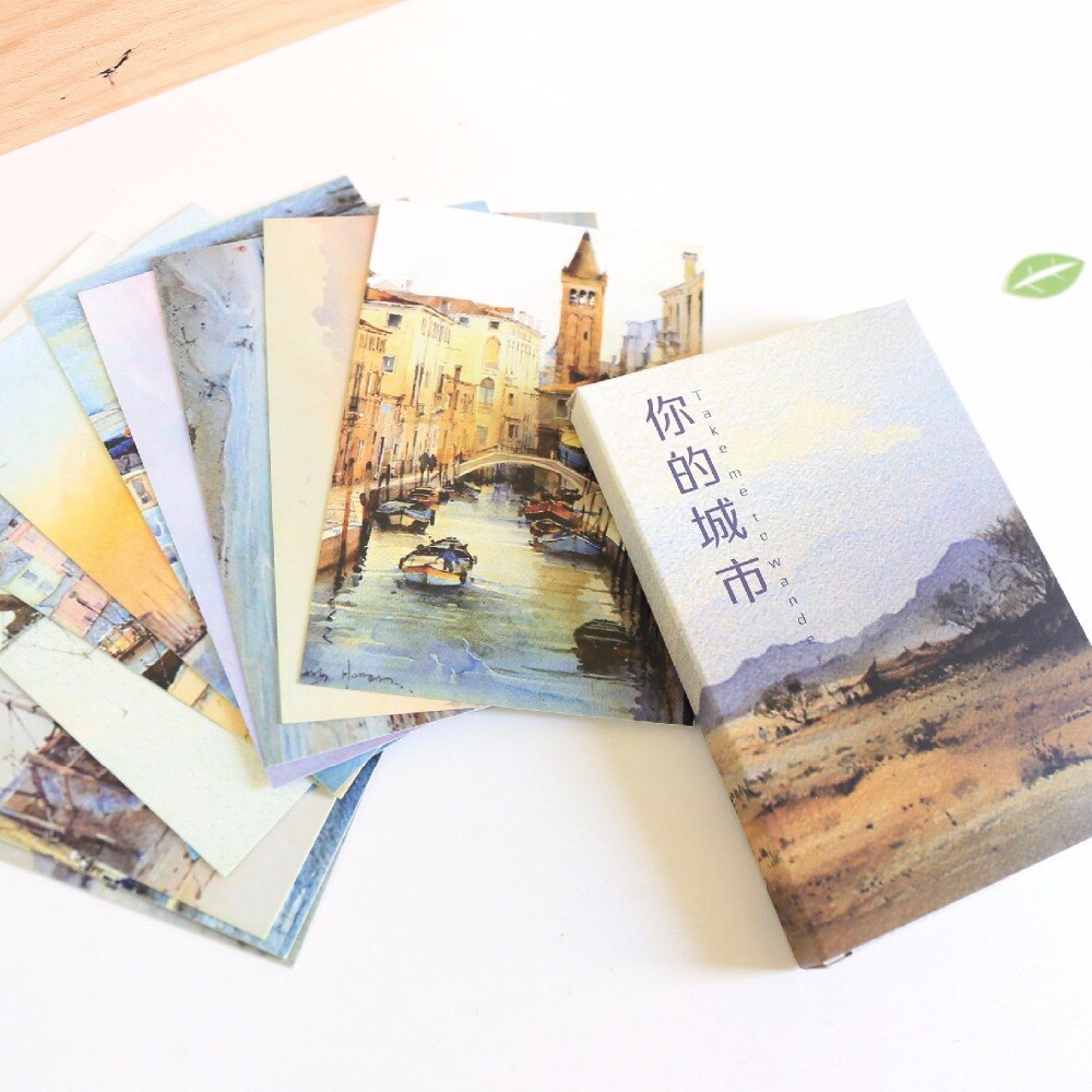 30 Sheets/Set Take me to your city Postcard/Greeting Card/Message Card/Birthday Letter Envelope Card
