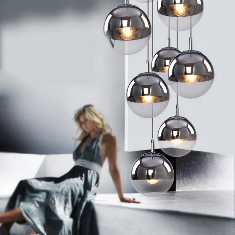 Moderne Mirror Ball Glazen Hanglampen Zilver Goud Globe Loft Hanglamp Glas Bal Hanger Verlichting armatuur suspendu