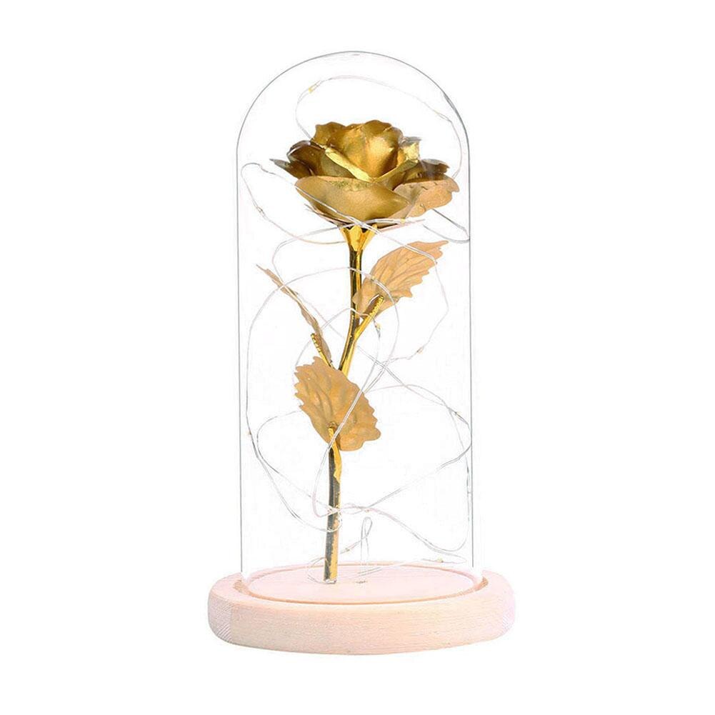 Eterna rosa flor a beleza e besta rosa em uma cúpula de vidro lâmpadas led decoração de casa casamento natal presente do dia dos namorados: green