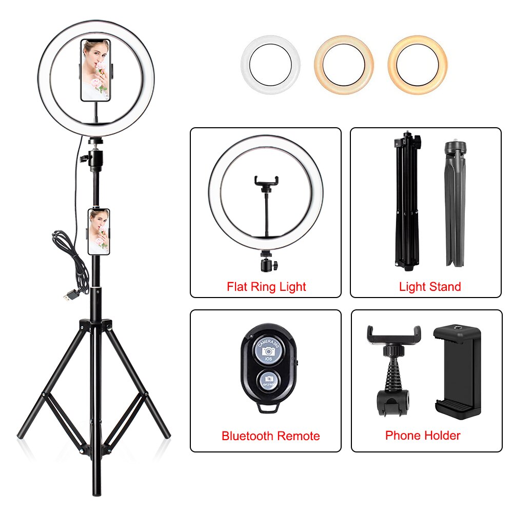 10 "26Cm Rgb Selfie Ring Lamp 26 Rgb Kleuren Licht Voor Mobiele Make Ring Licht Led Ring Licht met Stand Als Tafel Vloerlamp: 26F-165