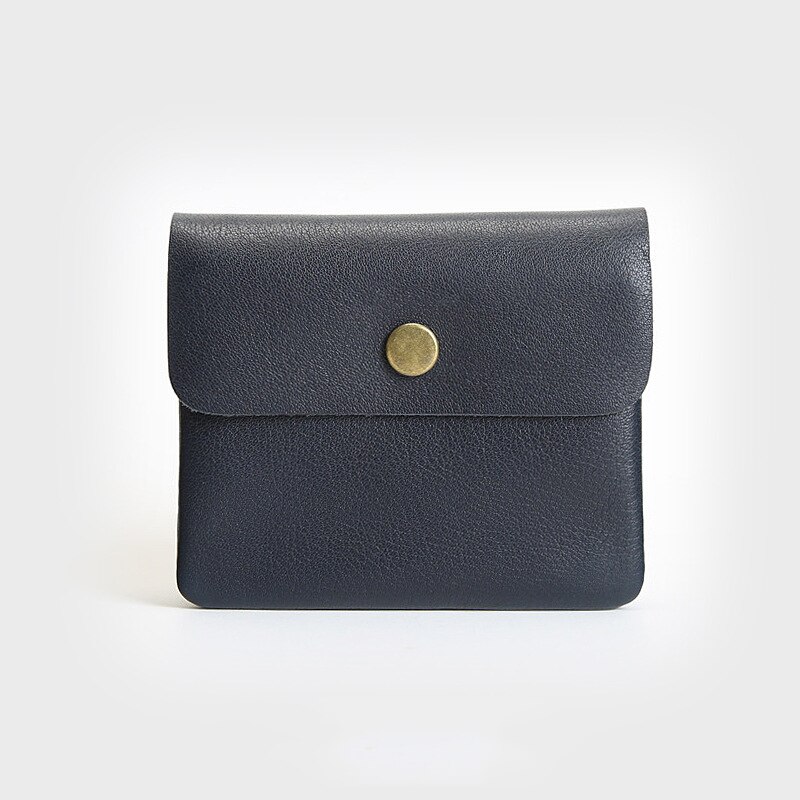 SIKU, monederos con broche de cuero genuino para hombre, monederos pequeños para mujer, BILLETERA, tarjetero: Navy Blue