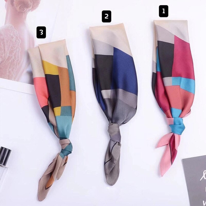 53 x 53 geometritryck flygvärdinna tryck dam siden twill halsduk satin fyrkantig slips dam foulard femme handduk bufanda sjal