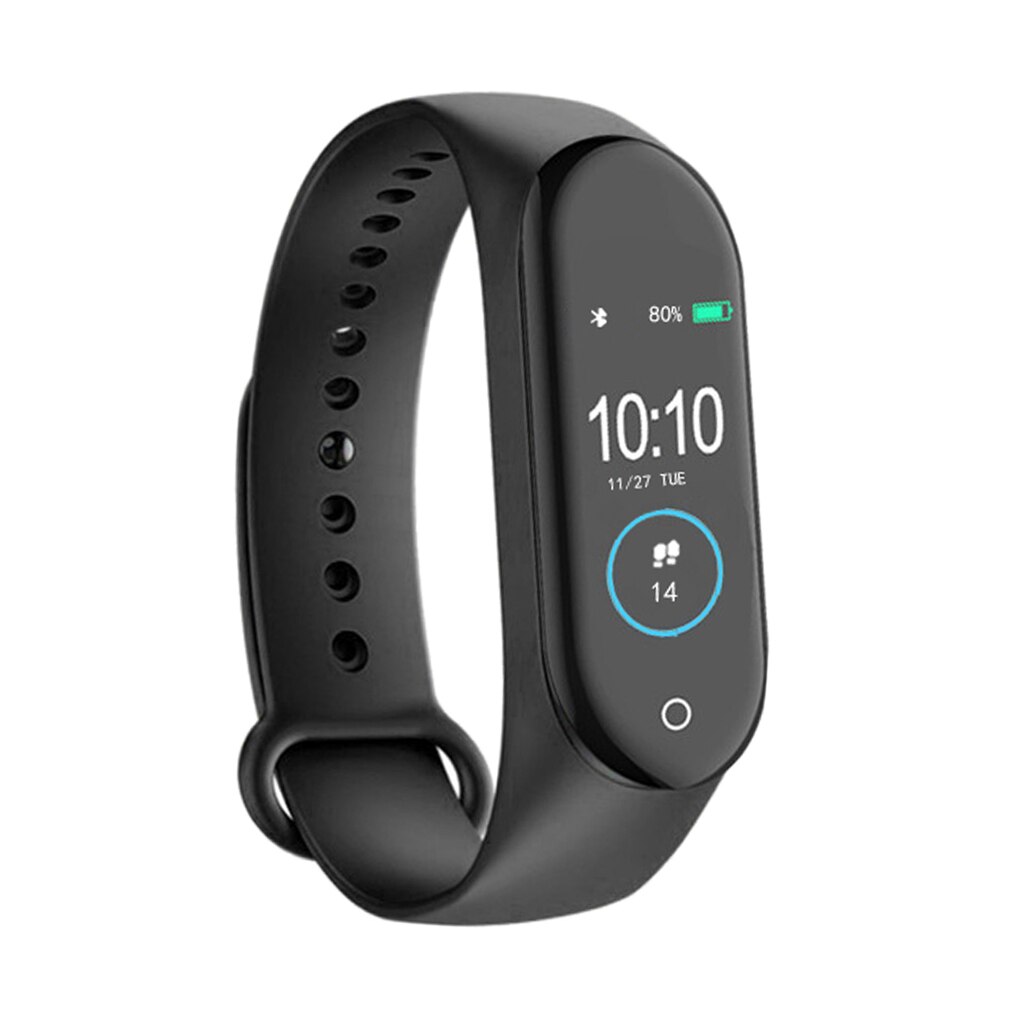 M4 Bluetooth Smart Horloge Hartslag & Bloeddrukmeter Fitness Tracker: Black