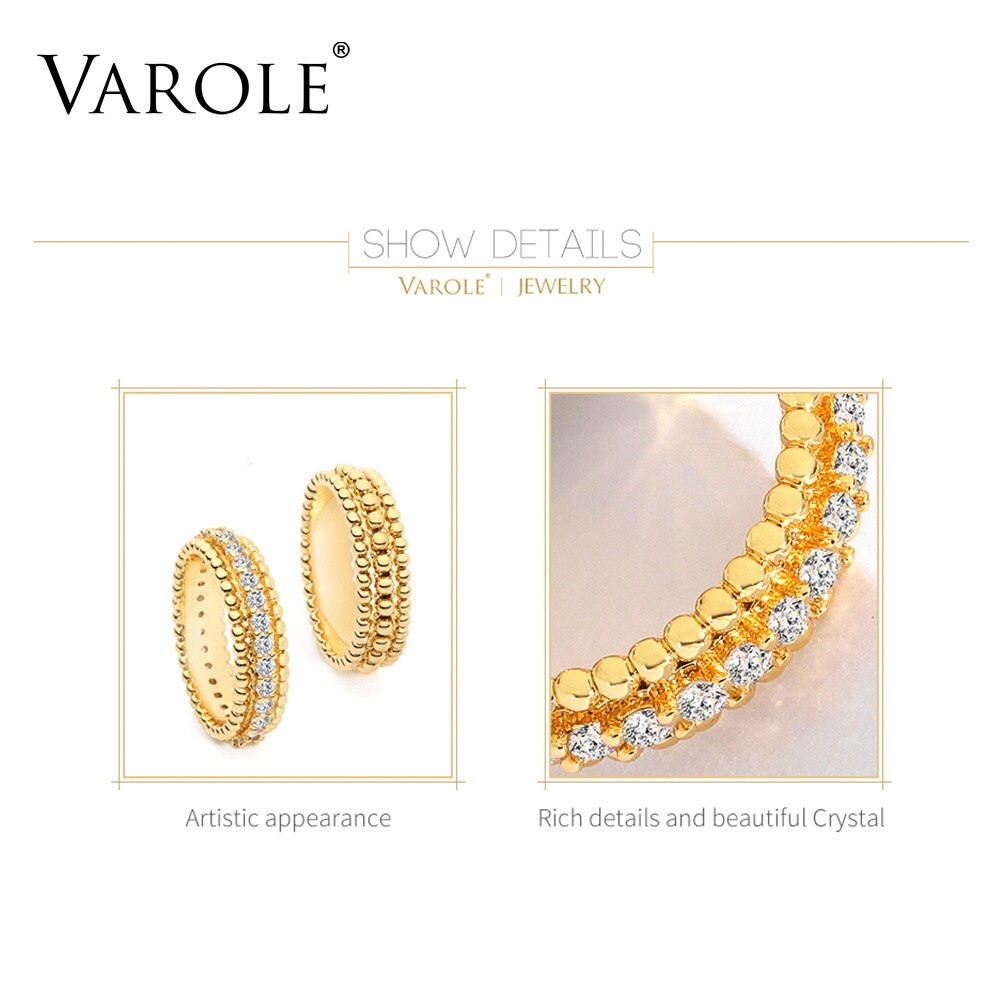 VAROLE Punk Perlen Ring Zirkonia Engagement Dame Finger Ringe Für Frauen Gold Farbe minimalistisch Modeschmuck