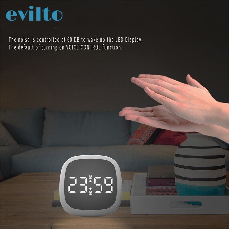 Led Digital Clocks Travel Snooze Alarm Clock Dimming Touch Magnet Electrontic Clock Home Screen Silicone Voice Control Clock
